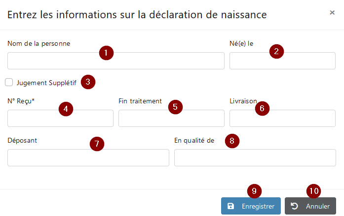 Saisie naissance