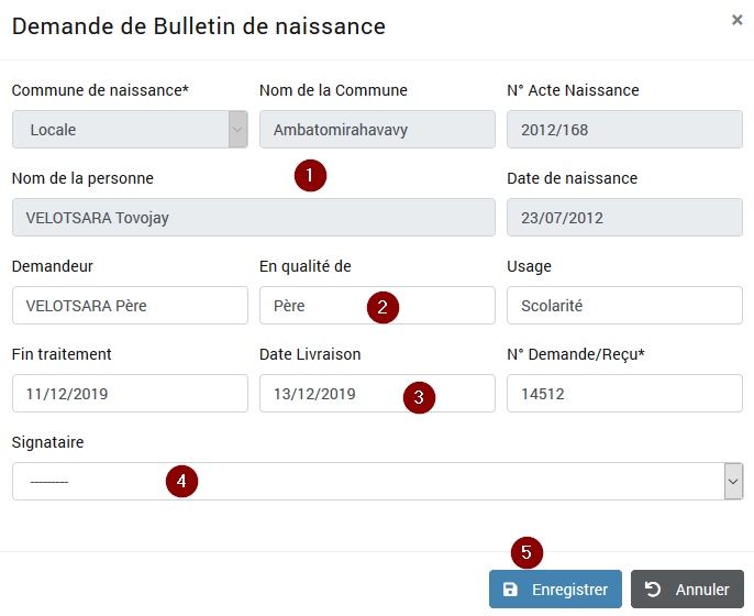 Demande bulletin
