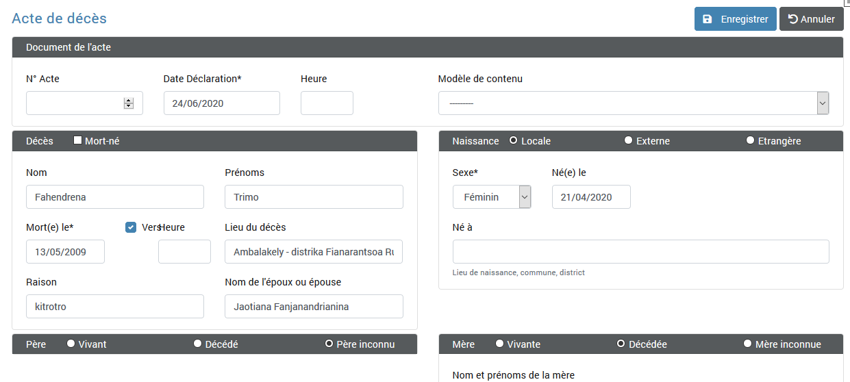 Fiche Form acte