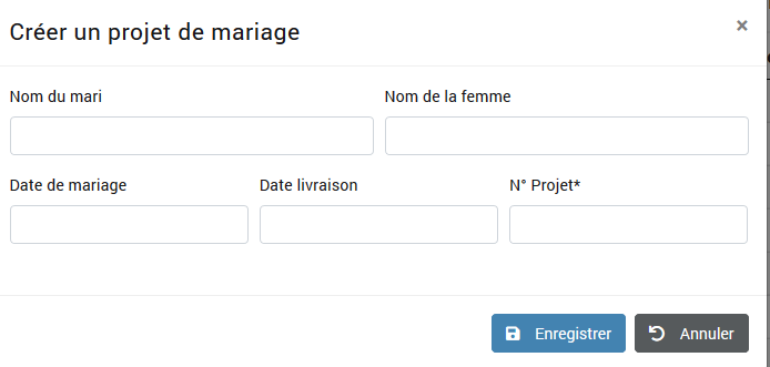 Créer projet de mariage
