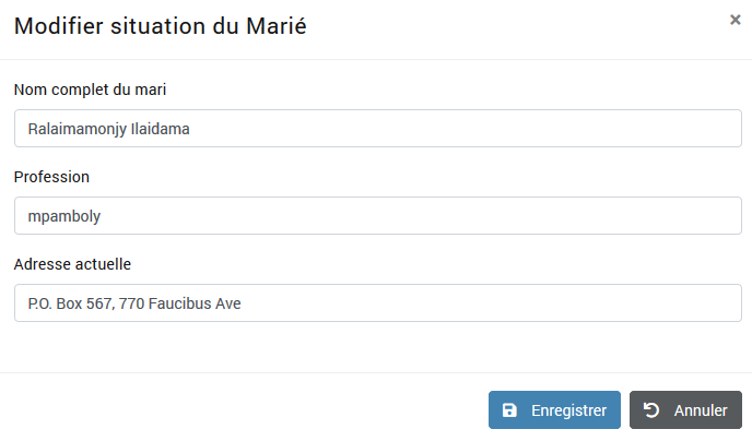 Situation du marié